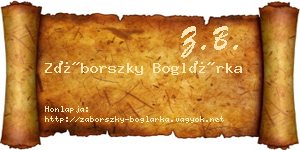 Záborszky Boglárka névjegykártya