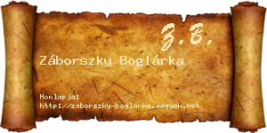 Záborszky Boglárka névjegykártya